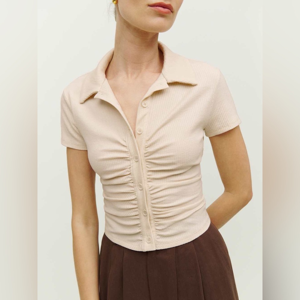 Reformation Brantley Knit Top Size XS / S Color Almond